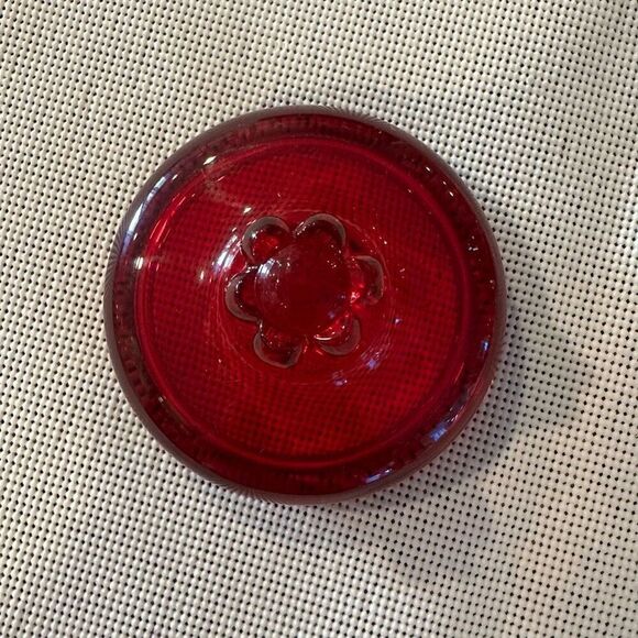 Viking Glass Ruby Red 6-Petal Glass Compote Pedestal Jar with Cover Vintage - Picture 4 of 8